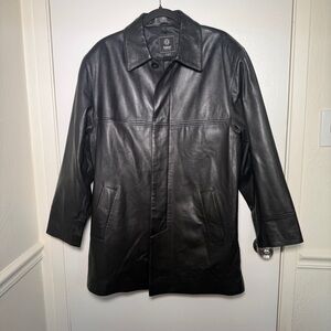 Parfait Leather Italy Classic Black Leather Coat Jacket- Mens Small